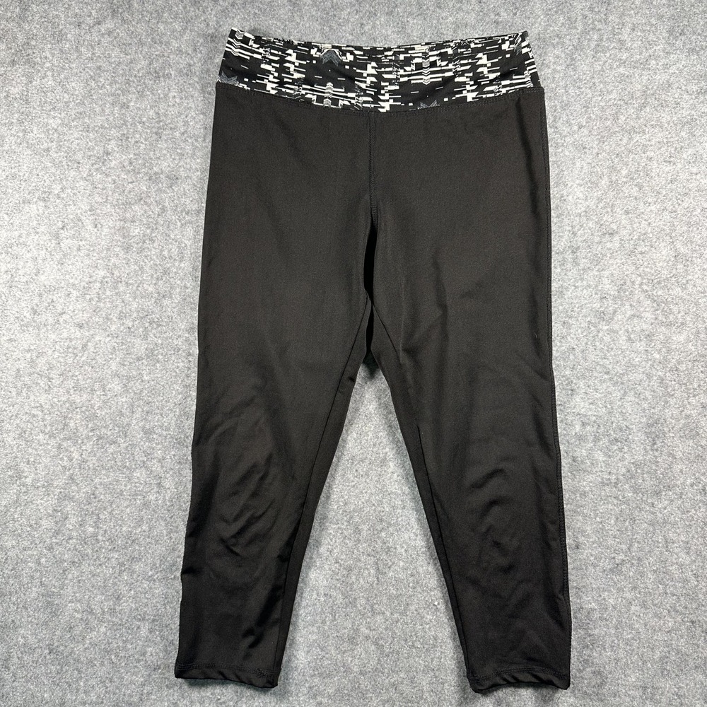 Take A Walk Active Cropped Leggings Medium Black Patterned Waistband Lycra Blend